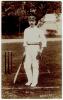 David Denton. Yorkshire & England 1894-1920. Sepia real photograph postcard of Denton, full length, in batting pose in front of the wicket wearing Yorkshire cap. Hawkins of Brighton postcard. Very good condition. Excellent image