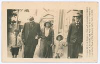 Sam Morris. Victoria & Australia 1881-1893. West Indies tour of Australia 1930/31. Mono real photograph postcard of Morris walking with others to meet the West Indies team in Melbourne in January 1931. The title of the card reads ‘The late Sam Morris (Tes