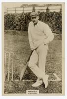 Harry Robert Murrell. Middlesex 1899-1905. Phillips ‘Pinnace’ premium issue cabinet size mono real photograph trade card of Murrell, standing full length leaning on a bat at the wicket, wearing Middlesex cap. No. 60.C. 4”x6”. Plain back. Very good conditi