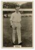 George Brown. Hampshire & England 1908-1933. Phillips &lsquo;Pinnace&rsquo; premium issue cabinet size mono real photograph trade card of Brown, full length walking out to bat. No. 73.C. 4&rdquo;x6&rdquo;. Plain back. Very good condition.