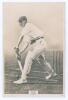 Maurice William Tate. Sussex & England 1912-1937. Phillips ‘Pinnace’ premium issue cabinet size mono real photograph trade card of Tate, full length in batting pose. No. 82.C. 4”x6”. Plain back. Very good condition.