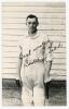 Leslie John Todd. Kent 1927-1950. Mono real photograph postcard of Todd, three quarter length, wearing cricket attire and leaning on his bat. Nicely signed in ink by Todd. B.C. Flemons of Tonbridge. Postally unused. Very good condition