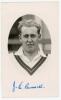 John Edgar Buswell. Northamptonshire 1936-1939. Mono real photograph postcard of Buswell, head and shoulders in cameo, wearing cricket attire. Nicely signed in blue ink by Buswell to the photograph. Official stamp to verso for A. Wilkes & Son, West Bromwi