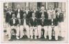 Warwickshire C.C.C. 1939. Original mono real photograph plain back postcard of the 1939 Warwickshire team. The players seated and standing in rows wearing cricket attire, blazers etc. Pencil annotation to verso, ‘Warwickshire v Northants 1939’. Official s