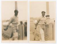 Middlesex C.C.C. Two sepia real photograph postcards of Middlesex players returning to the pavilion at Lord’s. Players depicted are J.W. Hearne (Middlesex & England 1909-1936) and H.W. Lee (Middlesex & England 1911-1934). Both postcards with pencil annota