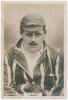 George Boyd Franklin Rudd. Leicestershire 1913-1932. Phillips &lsquo;Pinnace&rsquo; premium issue cabinet size mono real photograph trade card of Rudd, head and shoulders wearing Leicestershire cap and blazer. No.157.C. 4&rdquo;x6&rdquo;. Some age toning, otherwise in good condi