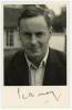 Trevor Edward Bailey. Essex & England 1946-1967. Mono real photograph postcard of Bailey, head and shoulders, wearing M.C.C. sweater. Nicely signed in blue ink to the photograph by Bailey. Valentine & Sons &lsquo;Real Photo Cricket Personalities Series&rsquo;, no. R. - 3