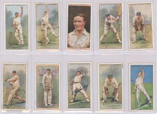 Signed cigarette cards 1928-1930. Thirty original cigarette cards, of which twenty seven are signed in ink to the front by the featured player. Series are W.D. & H.O. Wills &lsquo;Cricketers, 1928&rsquo; nos. 1 Astill, 6 Clark, 14 Geary, 20 Hearne, 21 Hendren, 23 Hol