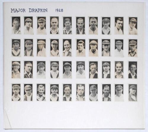 &lsquo;Australian and English Test Cricketers&rsquo;, Major Drapkin, London 1928, full set of forty real photograph cigarette cards. W.D. & H.O. Wills, two complete series of fifty cards, &lsquo;Wills&rsquo;s Cigarettes Cricketers, 1928&rsquo; and &lsquo;Cricketers 2nd Series&rsquo; 1929. Kane Pr
