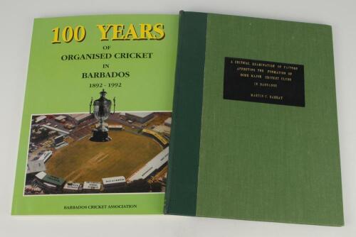 Barbados Cricket. &lsquo;A critical examination of factors affecting the formation of some major cricket clubs in Barbados&rsquo;. Martin C. Ramsay. Appears to be a bound photocopy of an article written by Ramsey as a final year arts student for a Caribbean Studies P