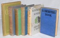 Neville Cardus. Six hardback titles by Cardus, the majority first editions. Titles are ‘A Cricketer’s Book’, London 1922, with dedication in ink to front end paper from ‘Neville, July 1922’. ‘The Summer Game’, London 1930. ‘Good Days’ London 1934. ‘Austra