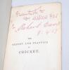 &lsquo;Theory and Practice of Cricket&rsquo;. Charles Box, first edition, London 1868. Bound in red boards with leather spine. Presentation copy signed and dated 9th April 1869 in red ink to the front end paper by &lsquo;Robert Dark&rsquo; (possibly a brother of James Dark, a pr - 2