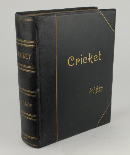 &lsquo;Cricket&rsquo;. W.G. Grace. Bristol 1891. &lsquo;Crown Quarto Edition de Luxe&rsquo; edition bound in black half leather, top edge gilt, other edges untrimmed. Original black boards with gilt lettering. Limited de luxe edition of 652 numbered copies, signed by the author 
