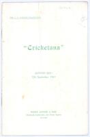 ‘The S.C. Packer Collection. “Cricketana”’. A Catalogue of Cricketana instructed by the Executors of S.C. Packer, deceased. To be sold by Messrs Warner, Sheppard & Wade at 16-18 Halford Street, Leicester on 12th September 1961. Original catalogue for the 