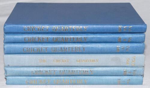 &lsquo;The Cricket Quarterly. A Journal devoted to the Noble Game of Cricket&rsquo; 1963-1969. Volumes I-V & VII. Edited by Rowland Bowen. Eastbourne, Sussex. Volumes I (two copies), IV, V and VII appear to be in publisher&rsquo;s original blue cloth binding and blue top p