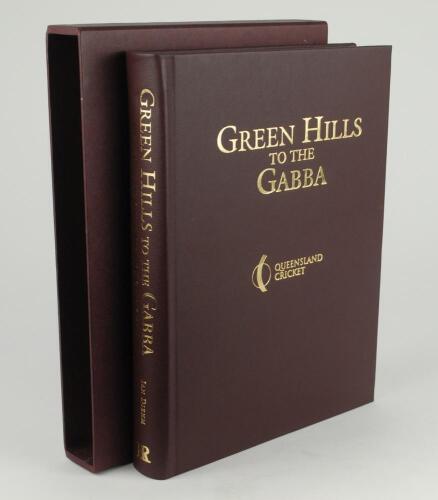 &lsquo;Green Hills to the Gabba. The Story of Queensland Cricket&rsquo;. Ian Diehm 2000. Limited edition number 113 of 200 books produced signed by eight former Queensland players, Bill Brown, Jeff Thomson, Peter Burge, Carl Rackemann, Sam Trimble, Allan Border, Greg