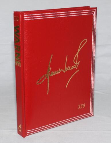 &lsquo;Shane Warne. My Illustrated Career&rsquo;. Shane Warne. London 2006. Leather hand bound limited edition number 109 of 1000 copies produced, signed by Warne to the limitation page. In green slipcase, including the six limited edition photographs of Warne reprod