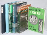 John Arlott. Six first edition hardback titles by Arlott. All with good dustwrappers unless stated. Titles are ‘Indian Summer. An account of the cricket tour in England 1946’, London 1947, Arlott’s first book to be published on cricket, lacking dustwrappe