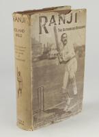 ‘Ranji. The Authorised Biography’. Roland Wild. London 1934. Slight wear to original rarely seen dustwrapper, some wear with small loss to top edge of the dustwrapper on the front and the back, some spotting to page block. G