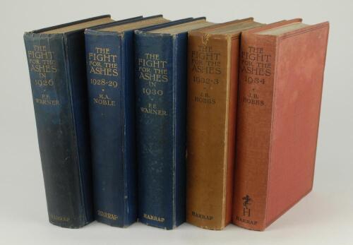 ‘Ashes’ tour books. Five titles, ‘The Fight for the Ashes in 1926’. P.F. Warner. London 1926. ‘The Fight for the Ashes 1928-29’. M.A. Noble. London 1929. ‘The Fight for the Ashes in 1930’. P.F. Warner. London 1930, ‘The Fight for the Ashes 1932/33’. J.B. 