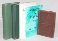 Club cricket histories 1867-1983. Four original hardback titles. ‘Guide to the Cricket Ground’, George H. Selkirk, London 1867. Some wear and staining. ‘History of Cricket in Kendal from 1836 to 1905’, James Clarke, Kendal 1906, some foxing, odd page deta