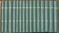 Wisden Cricketers’ Almanack 1864-1878. Fifteen facsimile editions, with pink wrappers, second facsimile edition printed by Lowe & Brydone Ltd, London 1974. Limited edition. Each book has been bound in dark green boards with gilt lettering title and date t