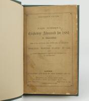 Wisden Cricketers’ Almanack 1881. 18th edition. Bound in dark green boards, with original paper wrappers, with gilt titles to spine. Some soiling and darkening to the wrappers, some wear and chipping to the wrapper extremities, very minor foxing to odd pa