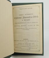 Wisden Cricketers’ Almanack 1884. 21st edition. Bound in dark green boards, lacking original paper wrappers, with gilt titles to spine, light red page edges. Lacking the first and all rear advertising pages, trimming a little tight by the binder otherwise