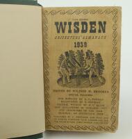 Wisden Cricketers’ Almanack 1938, 1939 and 1940. 75th to 77th editions. Bound in dark green boards, with original limp cloth covers, with gilt titles to spine. All three editions with worn and stained covers, the 1940 edition with old tape marks to the in