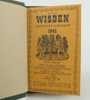 Wisden Cricketers’ Almanack 1941. 78th edition. Bound in dark green boards, with original limp cloth covers, with gilt titles to spine, red speckled page edges. Only 3200 paper copies were printed in this war year. Trimming by the binder a little tight to