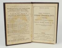 Wisden Cricketers’ Almanack 1883. 20th edition. Bound in maroon boards, lacking original paper wrappers and advertising pages at rear, with gilt titles to spine, red speckled page edge. Some ink annotation and soiling to the first advertising page, minor 