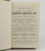 Wisden Cricketers’ Almanack 1899. 36th edition. Bound in green boards, lacking original paper wrappers, advertising page at front and advertising pages at rear, with gilt titles to spine, red speckled page edge. Good condition. Pages checked, complete. Sl