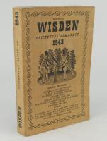 Wisden Cricketers’ Almanack 1943. 80th edition. Original limp cloth covers. Only 5600 paper copies printed in this war year. Some slight discolouration to covers and spine paper, very minor corner wear, slight bump to top right hand corner otherwise in go