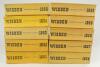 Wisden Cricketers&rsquo; Almanack 1951 to 1960. Original limp cloth covers. Minor bowing to the spines of the 1954, 1955, 1958, 1959 and 1960 editions, good general wear to the majority of the editions, slight colour discolouration to odd editions otherwise all