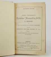 Wisden Cricketers’ Almanack 1879. 16th edition. Bound in brown boards, lacking original paper wrappers and two advertising pages at rear, with gilt titles to spine. Minor marks to vertical inner edge of the title page otherwise in good/very good condition