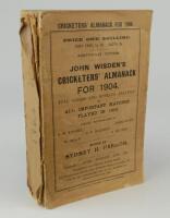 Wisden Cricketers’ Almanack 1904. 41st edition. Original paper wrappers. Crude replacement spine paper. Some breaking to spine block otherwise in very good condition