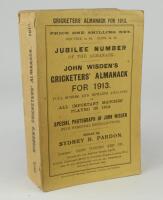 Wisden Cricketers’ Almanack 1913. 50th (Jubilee) edition. Original paper wrappers. Name handwritten to the top border of the front wrapper, minor wear otherwise in good/very good condition