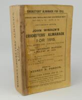 Wisden Cricketers’ Almanack 1915. 52nd edition. Original paper wrappers. Replacement spine. Some soiling and staining to wrappers, the replacement spine paper a little crudely applied otherwise in good condition