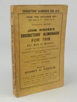 Wisden Cricketers’ Almanack 1918. 55th edition. Original paper wrappers. Some general wear to wrappers, very minor wear to the spine paper otherwise in very good condition. Rare war-time edition