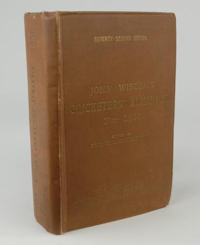 Wisden Cricketers&rsquo; Almanack 1935. 72nd edition. Original hardback. Dulling to the gilt titles on the spine paper and to a lesser extent the front board, bumping to corners, minor wear to boards in general, internally very good. Presentation copy from the 