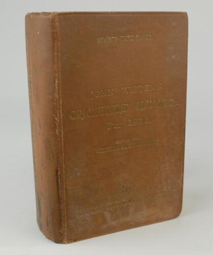 Wisden Cricketers&rsquo; Almanack 1936. 73rd edition. Original hardback. The boards and spine paper worn and a little warped, the gilt titles on both the front board and spine paper dulled, bumping and wear to corners and wear to board extremities, internally 