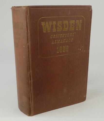 Wisden Cricketers&rsquo; Almanack 1939. 76th edition. Original hardback. Wear to boards, some fading to the gilt titles, odd paint fleck to front board, some wear to board extremities, the spine paper with faded titles, broken front and breaking rear internal h