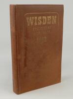 Wisden Cricketers’ Almanack 1942. 79th edition. Original hardback. Only 900 hardback copies were printed in this war year. The boards and spine paper are worn and the spine is almost completely devoid of titles or dates which have faded, the front board f