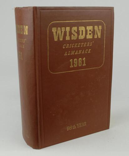 Wisden Cricketers&rsquo; Almanack 1961. Original hardback. Odd minor faults otherwise in good/very good condition. Presentation copy from the Editor, Norman Preston, with inscription to the top of the title pages to Michael Gee, [presumably son of Harry Gee and