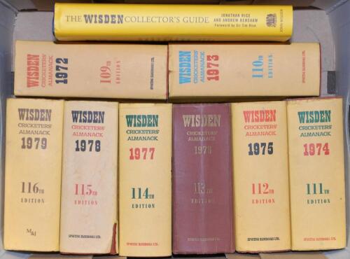 Wisden Cricketers&rsquo; Almanack 1972 to 1979. Original hardback editions with dustwrapper, with the exception of the 1976 which is lacking its dustwrapper Faults to odd dustwrapper otherwise in generally good/very good condition. Sold with &lsquo;The Wisden Collect