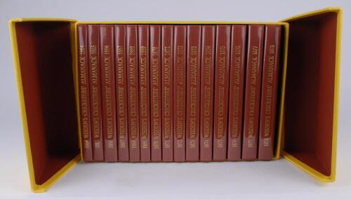 Wisden Cricketers&rsquo; Almanack 1864-1878. Fifteen facsimile editions published by John Wisden & Co Ltd, London 1991. Limited edition 527/1000. Brown hard board covers with gilt lettering to covers and spine. In original yellow presentation box. Very good/exc