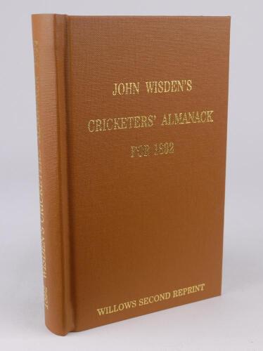 Wisden Cricketers&rsquo; Almanack 1892. Willows second softback reprint (2008) in light brown hardback covers with gilt lettering. Limited edition 169/250. Good/very good condition