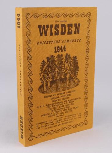 Wisden Cricketers&rsquo; Almanack 1944. Willows softback reprint (2000) in softback covers. Un-numbered limited edition. Very good condition