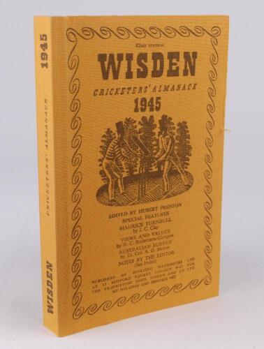 Wisden Cricketers&rsquo; Almanack 1945. Willows softback reprint (2000) in softback covers. Un-numbered limited edition. Very good condition