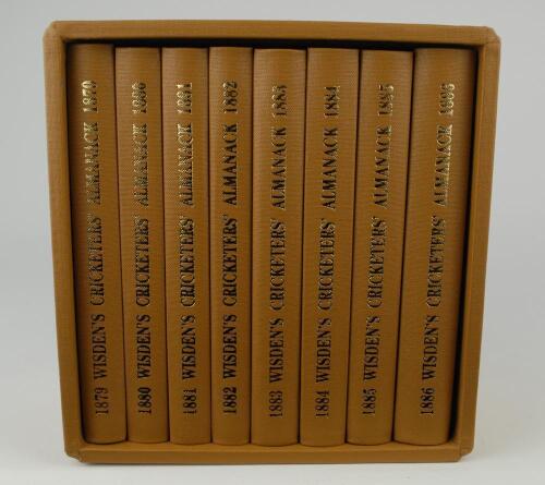 Wisden Cricketers&rsquo; Almanack 1879-1886. Boxed set of Wisdenauction reprint editions. Eight facsimile editions published in 2021. Limited edition 85/150. Brown hard board covers with gilt lettering to covers and spine. In original brown presentation box an